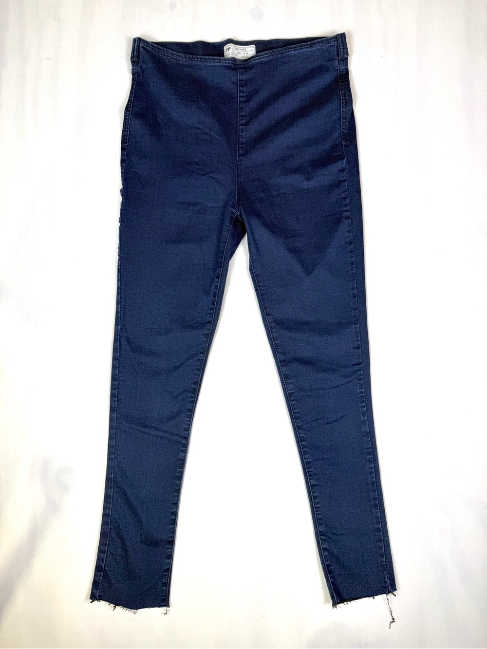 Free People Pull On Jeggings Dark Wash High Rise Skinny Raw Hem Jeans W30